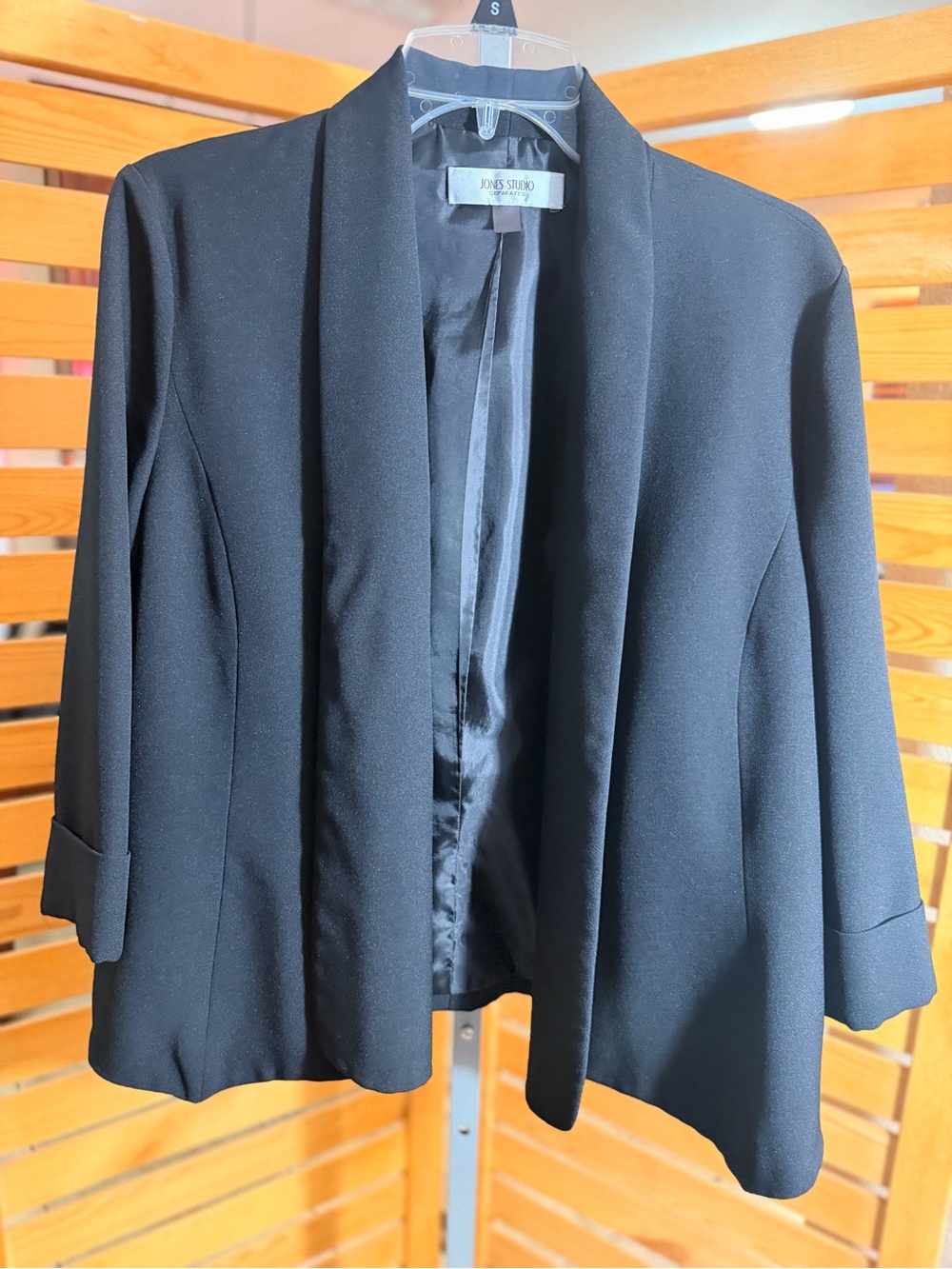 Jones Studio Black Open-Front Collarless Blazer